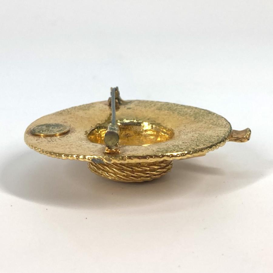 CHANEL シャネル 麦わら帽子 ハット アクセサリー ヴィンテージ ブローチ ゴールド レディース【中古】 | CHANEL | 03