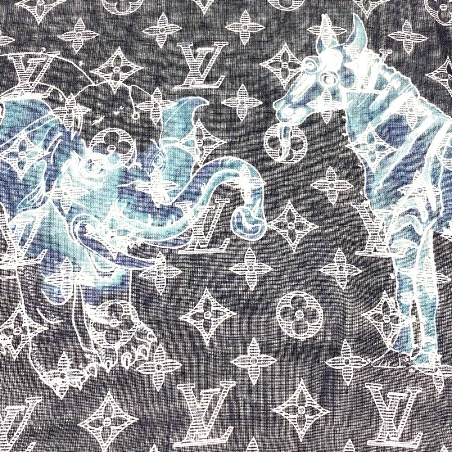 LOUIS VUITTON ルイヴィトン MP2055 エトール・チャップマン マフラー ショール フリンジ  モノグラムサバンナ ストール ネイビー メンズ【中古】 | LOUIS VUITTON | 03