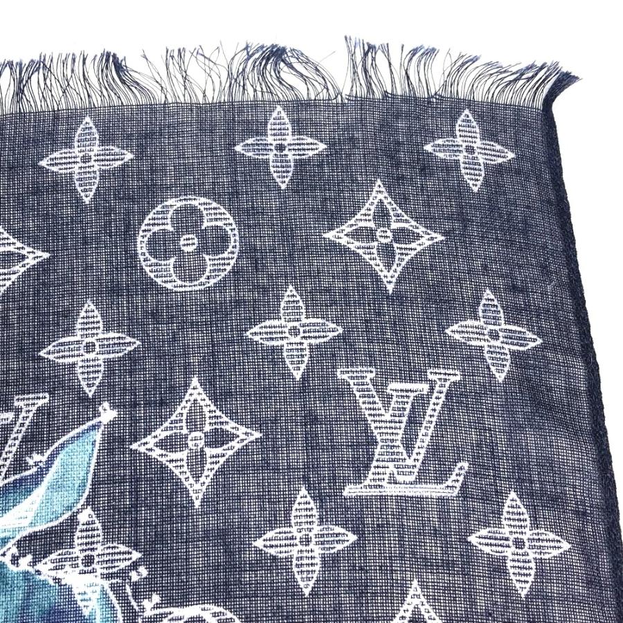 LOUIS VUITTON ルイヴィトン MP2055 エトール・チャップマン マフラー ショール フリンジ  モノグラムサバンナ ストール ネイビー メンズ【中古】 | LOUIS VUITTON | 04