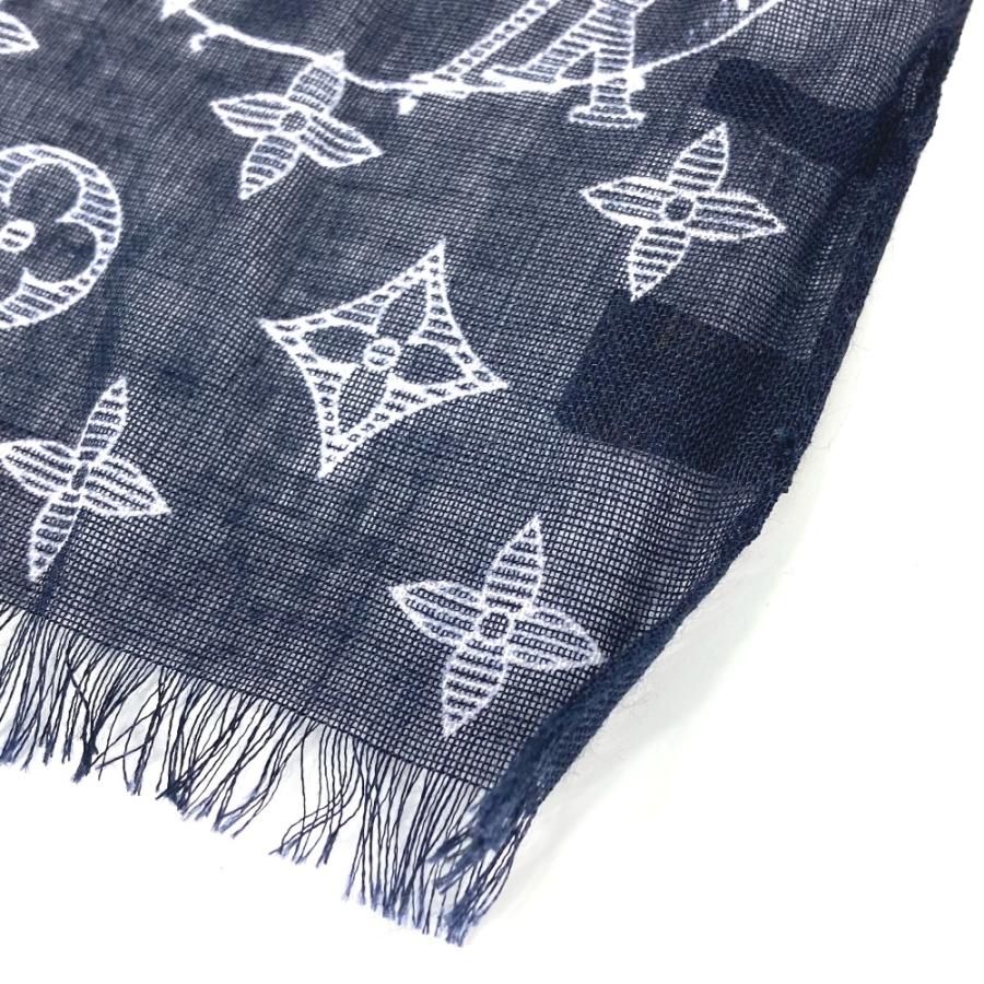 LOUIS VUITTON ルイヴィトン MP2055 エトール・チャップマン マフラー ショール フリンジ  モノグラムサバンナ ストール ネイビー メンズ【中古】 | LOUIS VUITTON | 05