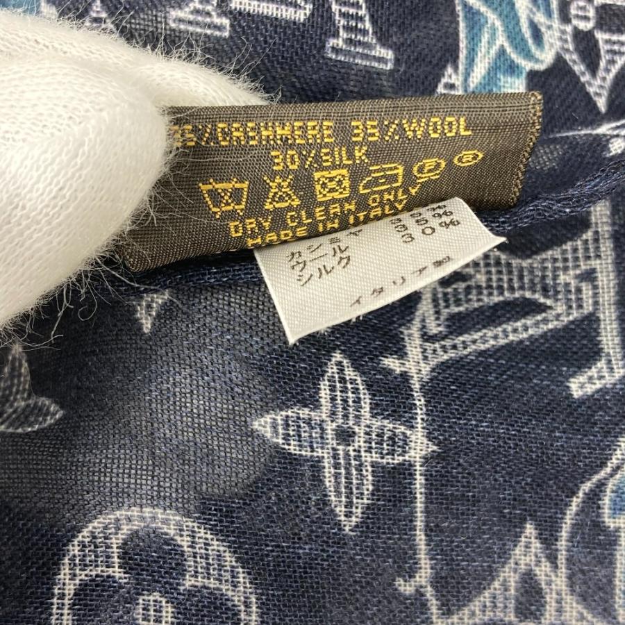 LOUIS VUITTON ルイヴィトン MP2055 エトール・チャップマン マフラー ショール フリンジ  モノグラムサバンナ ストール ネイビー メンズ【中古】 | LOUIS VUITTON | 07