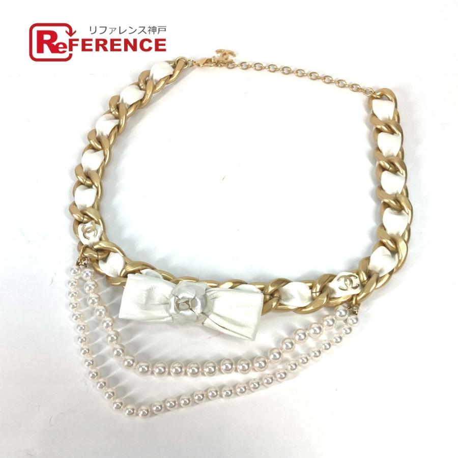 CHANEL シャネル チェーンベルト カメリア リボン CC ココマーク ベルト ホワイト レディース【中古】 | CHANEL
