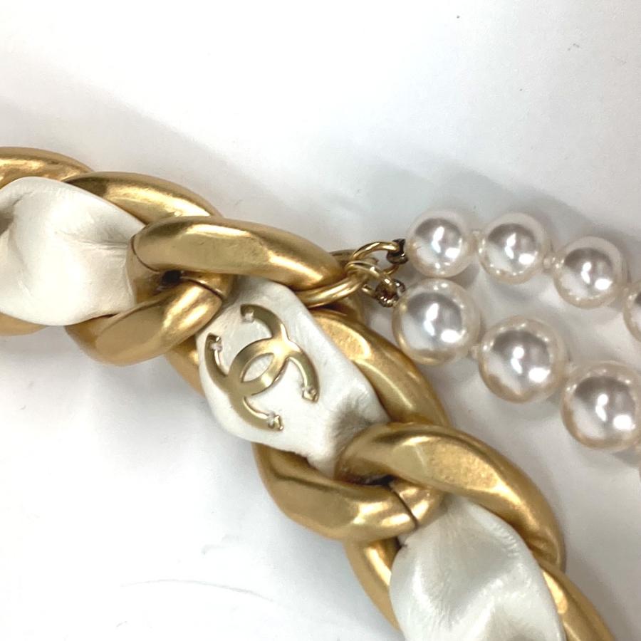 CHANEL シャネル チェーンベルト カメリア リボン CC ココマーク ベルト ホワイト レディース【中古】 | CHANEL | 02