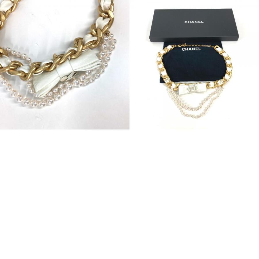 CHANEL シャネル チェーンベルト カメリア リボン CC ココマーク ベルト ホワイト レディース【中古】 | CHANEL | 09