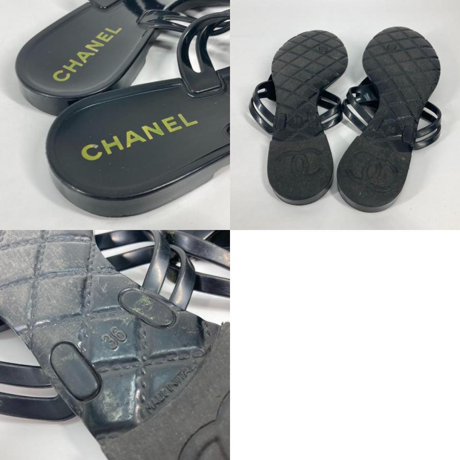 CHANEL シャネル カメリア ビーチサンダル 靴 シューズ サンダル ブラック レディース【中古】｜reference｜10