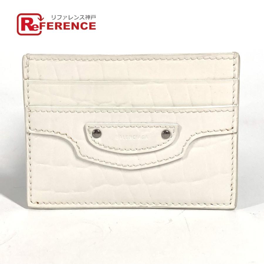 美品 BALENCIAGA バレンシアガ 640109 ロゴ 名刺入れ パスケース カードケース ホワイト メンズ【中古】 | BALENCIAGA