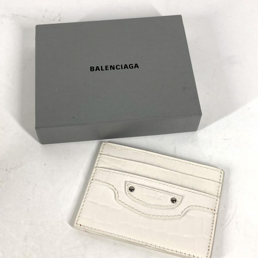 美品 BALENCIAGA バレンシアガ 640109 ロゴ 名刺入れ パスケース カードケース ホワイト メンズ【中古】 | BALENCIAGA | 01