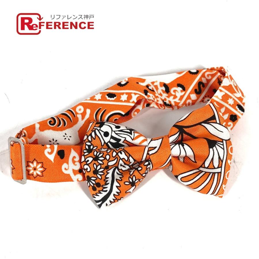 美品 HERMES エルメス ヌーパピヨン アクセサリー リボン りぼん 蝶ネクタイ オレンジ メンズ【中古】 | HERMES