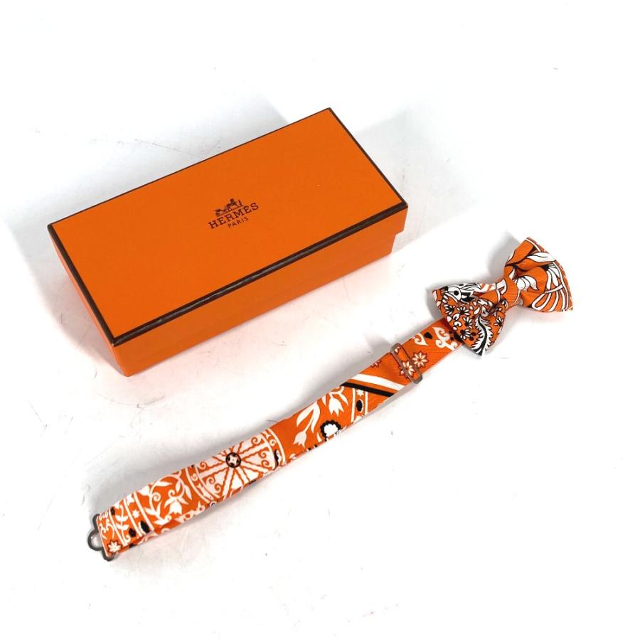 美品 HERMES エルメス ヌーパピヨン アクセサリー リボン りぼん 蝶ネクタイ オレンジ メンズ【中古】 | HERMES | 03
