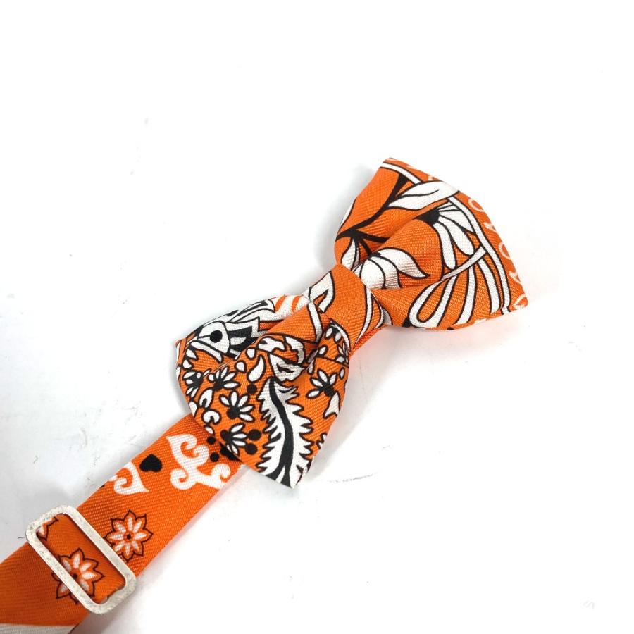 美品 HERMES エルメス ヌーパピヨン アクセサリー リボン りぼん 蝶ネクタイ オレンジ メンズ【中古】 | HERMES | 04