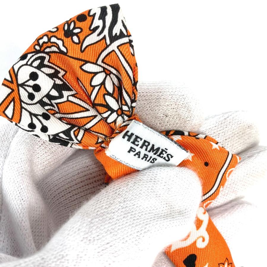美品 HERMES エルメス ヌーパピヨン アクセサリー リボン りぼん 蝶ネクタイ オレンジ メンズ【中古】 | HERMES | 08