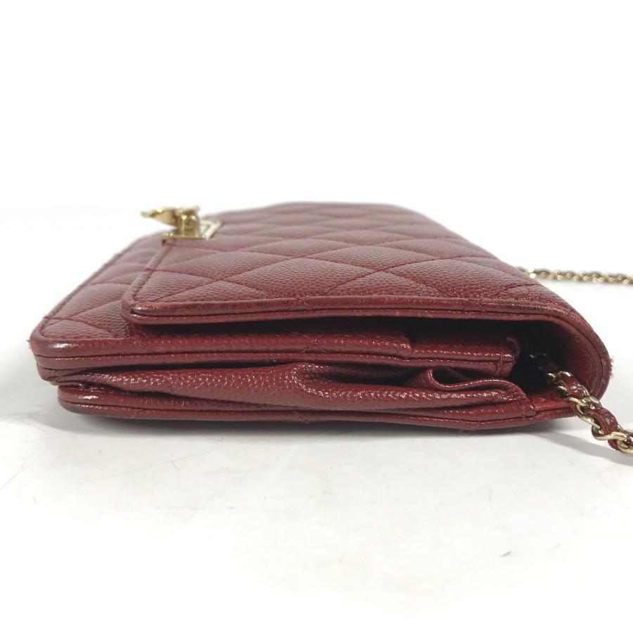CHANEL シャネル ココロック チェーンウォレット 長財布 肩掛け ポシェット CC ココマーク レッド×ゴールド金具 レディース【中古】の画像