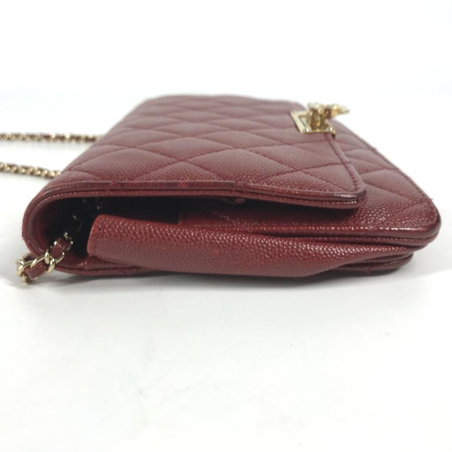 CHANEL シャネル ココロック チェーンウォレット 長財布 肩掛け ポシェット CC ココマーク レッド×ゴールド金具 レディース【中古】の画像
