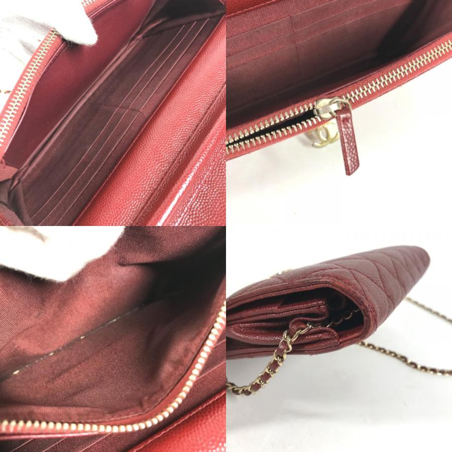 CHANEL シャネル ココロック チェーンウォレット 長財布 肩掛け ポシェット CC ココマーク レッド×ゴールド金具 レディース【中古】の画像