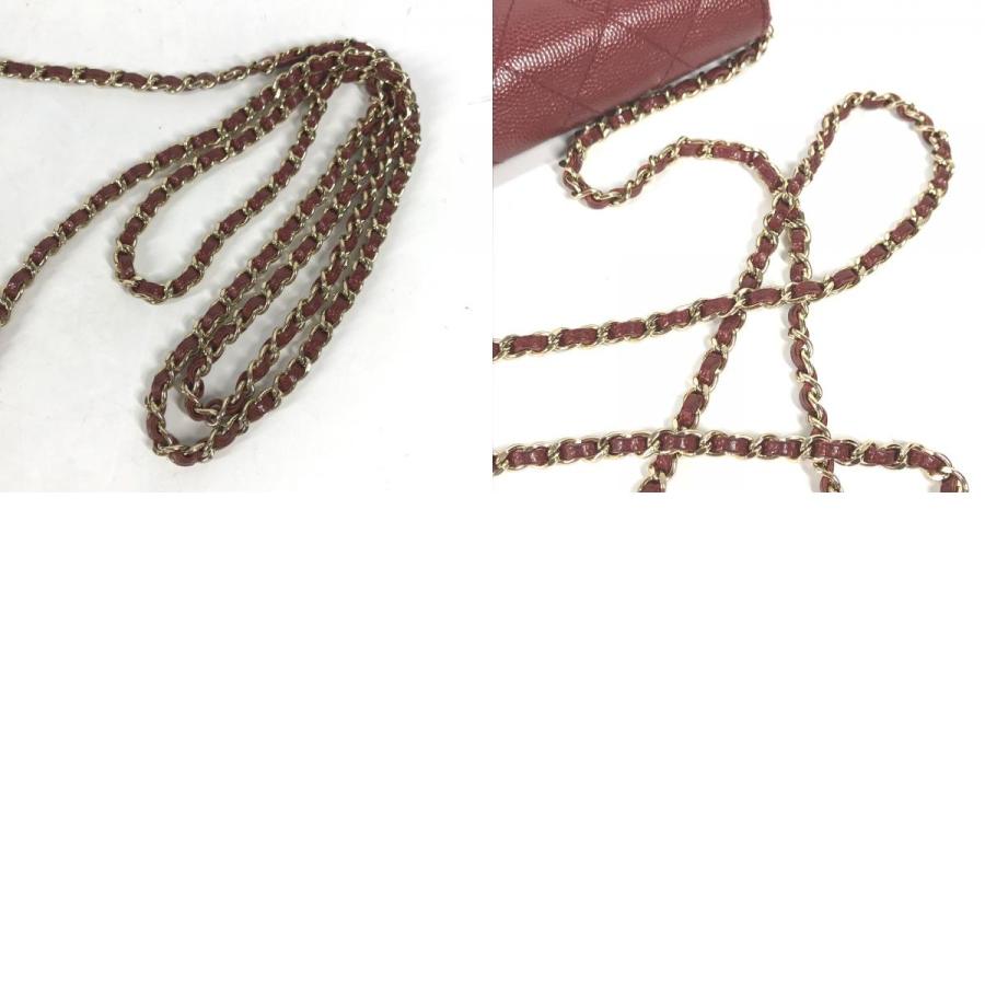CHANEL シャネル ココロック チェーンウォレット 長財布 肩掛け ポシェット CC ココマーク レッド×ゴールド金具 レディース【中古】の画像