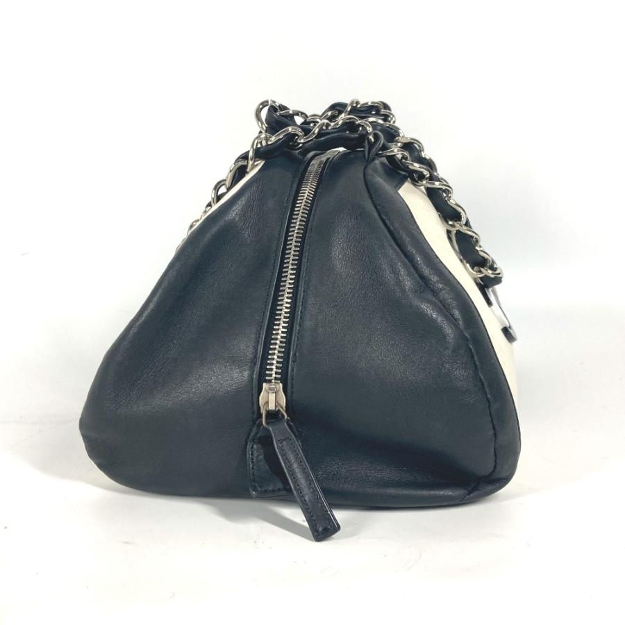 CHANEL シャネル CC ココマーク Wチェーン 肩掛け ハンドバック ミニボストンバッグ バイカラー ショルダーバッグ ホワイト【中古】 | CHANEL | 02