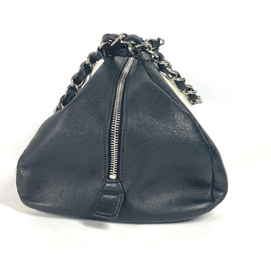 CHANEL シャネル CC ココマーク Wチェーン 肩掛け ハンドバック ミニボストンバッグ バイカラー ショルダーバッグ ホワイト【中古】 | CHANEL | 03