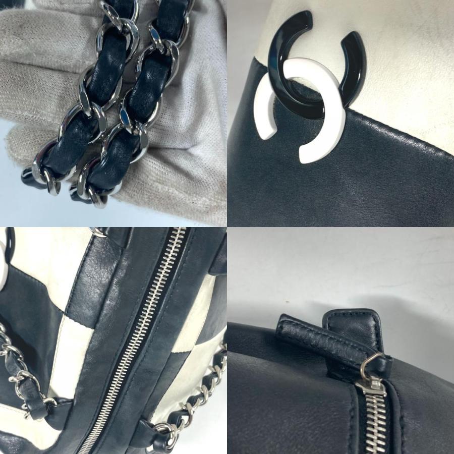 CHANEL シャネル CC ココマーク Wチェーン 肩掛け ハンドバック ミニボストンバッグ バイカラー ショルダーバッグ ホワイト【中古】 | CHANEL | 08