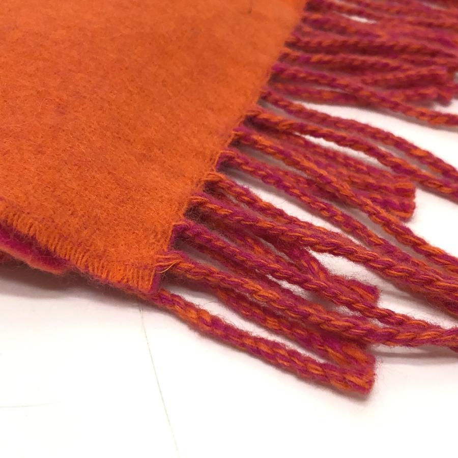 美品 LOEWE ロエベ アナグラム フリンジ バイカラー マフラー オレンジ レディース【中古】 | LOEWE | 01