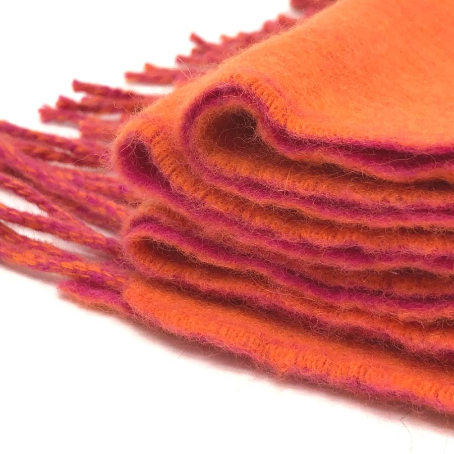 美品 LOEWE ロエベ アナグラム フリンジ バイカラー マフラー オレンジ レディース【中古】 | LOEWE | 02