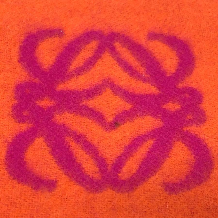 美品 LOEWE ロエベ アナグラム フリンジ バイカラー マフラー オレンジ レディース【中古】 | LOEWE | 03