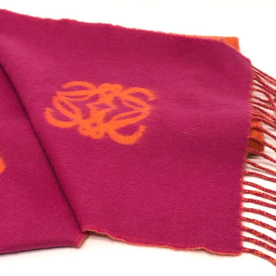 美品 LOEWE ロエベ アナグラム フリンジ バイカラー マフラー オレンジ レディース【中古】 | LOEWE | 05