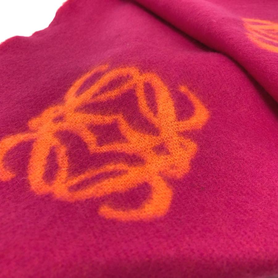 美品 LOEWE ロエベ アナグラム フリンジ バイカラー マフラー オレンジ レディース【中古】 | LOEWE | 06