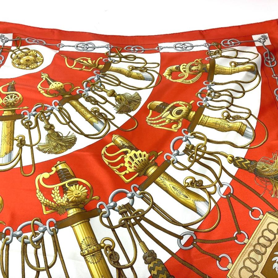 未使用 HERMES エルメス Cliquetis カチカチ 剣柄 カレ90 スカーフ オレンジ レディース【中古】 | HERMES | 01