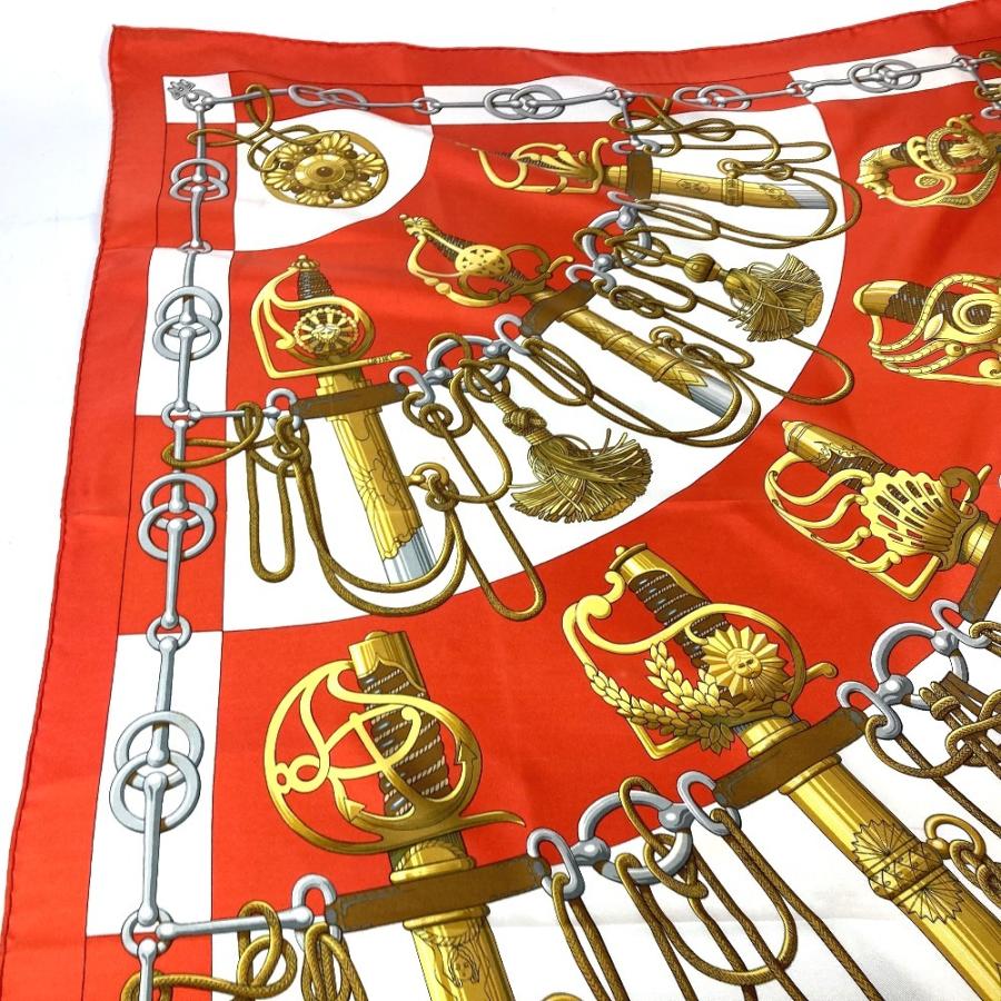 未使用 HERMES エルメス Cliquetis カチカチ 剣柄 カレ90 スカーフ オレンジ レディース【中古】 | HERMES | 03