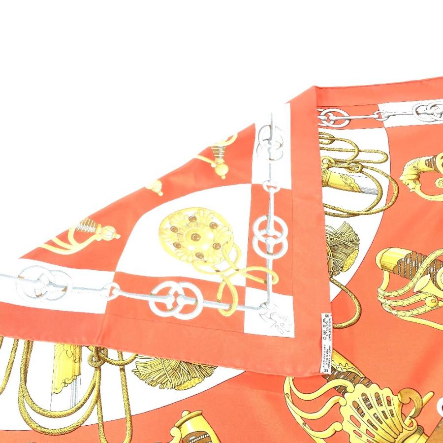 未使用 HERMES エルメス Cliquetis カチカチ 剣柄 カレ90 スカーフ オレンジ レディース【中古】 | HERMES | 04