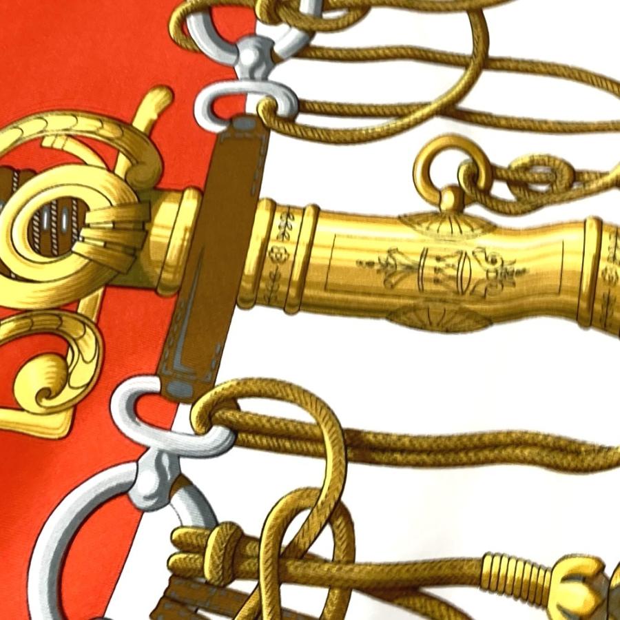 未使用 HERMES エルメス Cliquetis カチカチ 剣柄 カレ90 スカーフ オレンジ レディース【中古】 | HERMES | 06