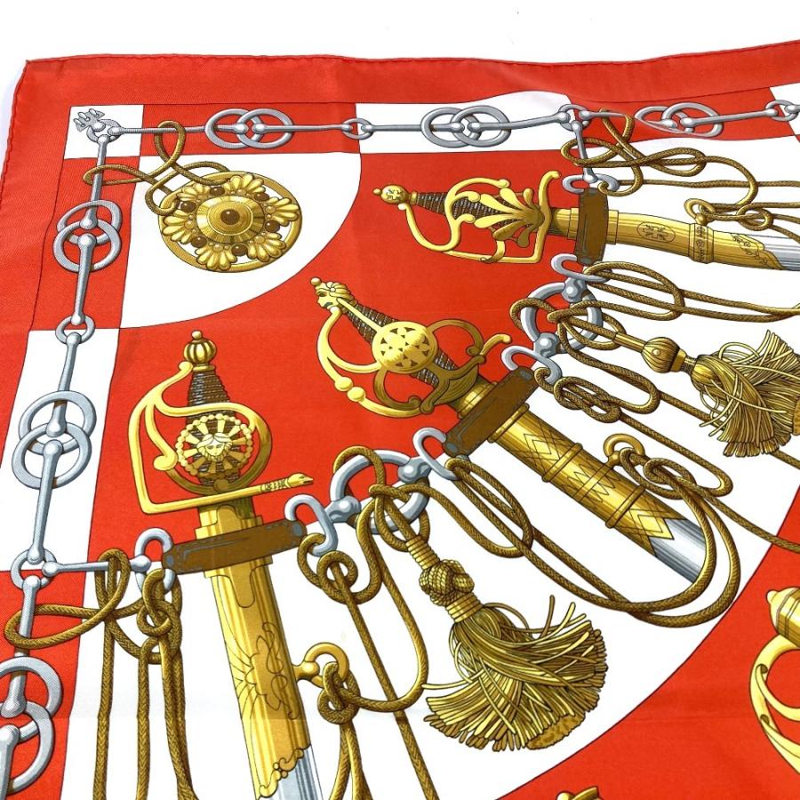 未使用 HERMES エルメス Cliquetis カチカチ 剣柄 カレ90 スカーフ オレンジ レディース【中古】 | HERMES | 07