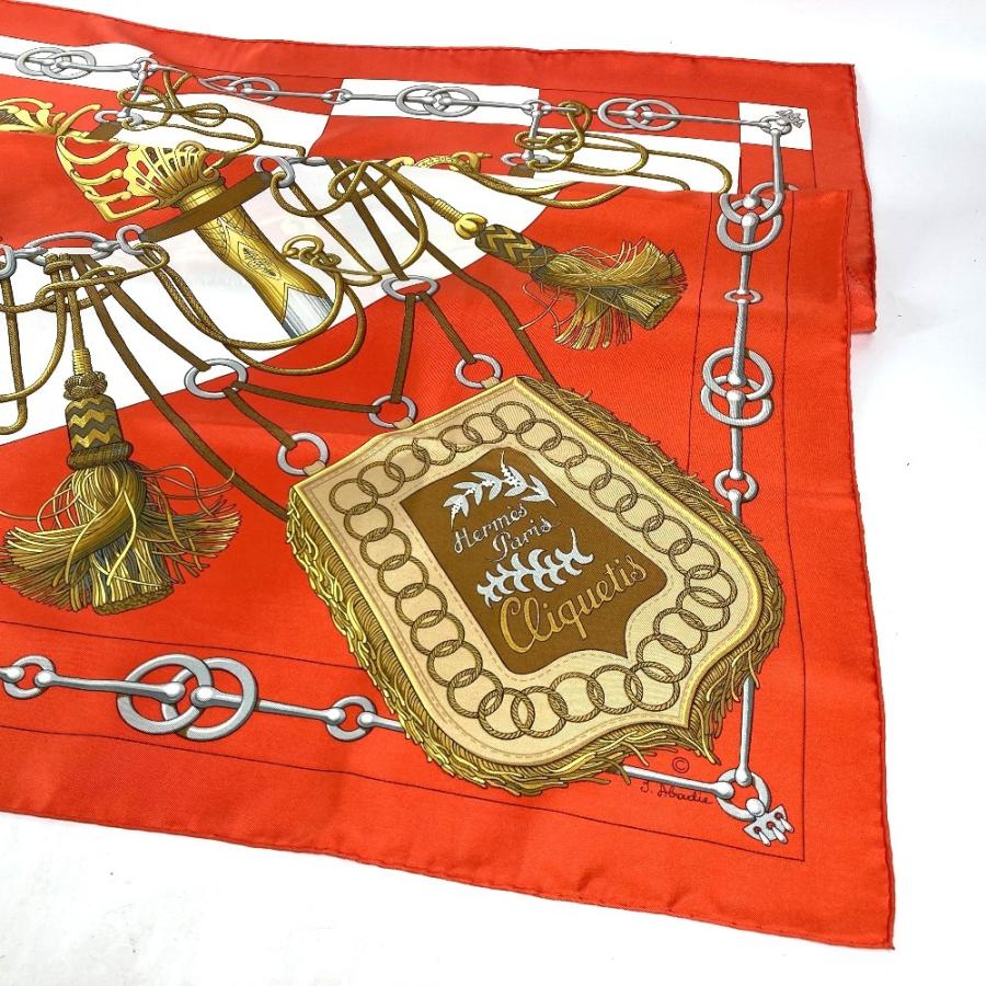 未使用 HERMES エルメス Cliquetis カチカチ 剣柄 カレ90 スカーフ オレンジ レディース【中古】 | HERMES | 08