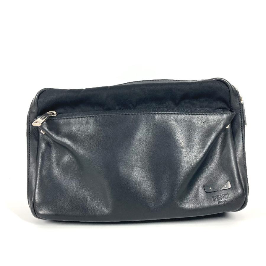 FENDI フェンディ ンスターアイ ロゴ FANTASTIC  肩掛け カバン ショルダーバッグ ハンドバッグ ブラック レディース【中古】 | FENDI | 01