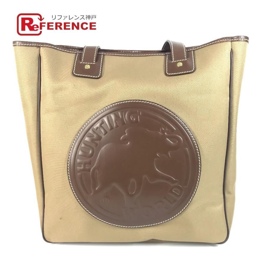 HUNTING WORLD ハンティングワールド ロゴ カバン 肩掛け トートバッグ ショルダーバッグ ベージュ ユニセックス【中古】 | 