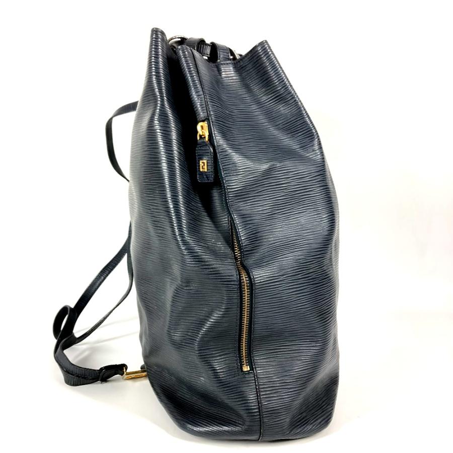 FENDI フェンディ FFロゴ 巾着 カバン 肩掛け バケツ型 ヴィンテージ ショルダーバッグ ネイビー ユニセックス【中古】 | FENDI | 03