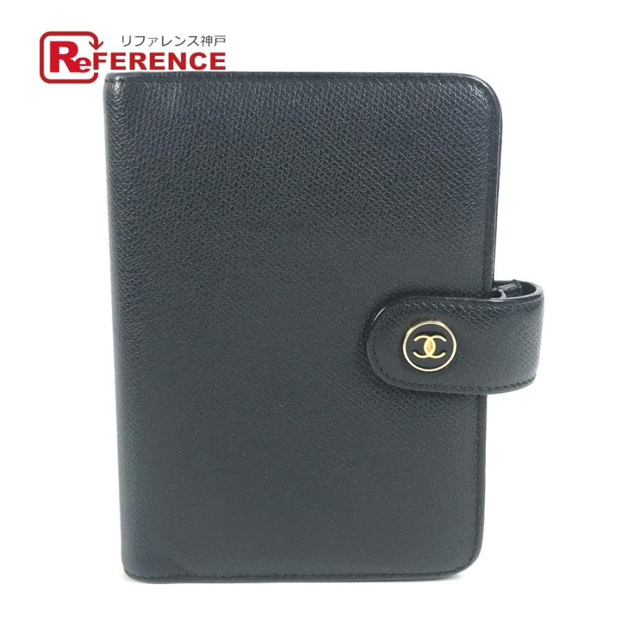 CHANEL シャネル CC ココマーク ココボタン システム手帳 ステーショナリー ケース ココボタン 手帳カバー ブラック レディース【中古】 | CHANEL