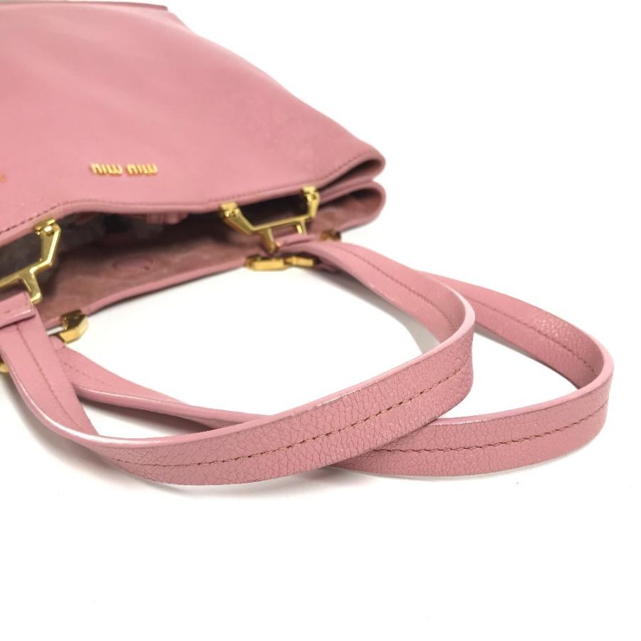 MIUMIU ミュウミュウ 5BG002 ロゴ マドラス ハンドバッグ 肩掛け ショルダーバッグ ポーチ付き トートバッグ ピンク レディース【中古】 | miu miu | 05