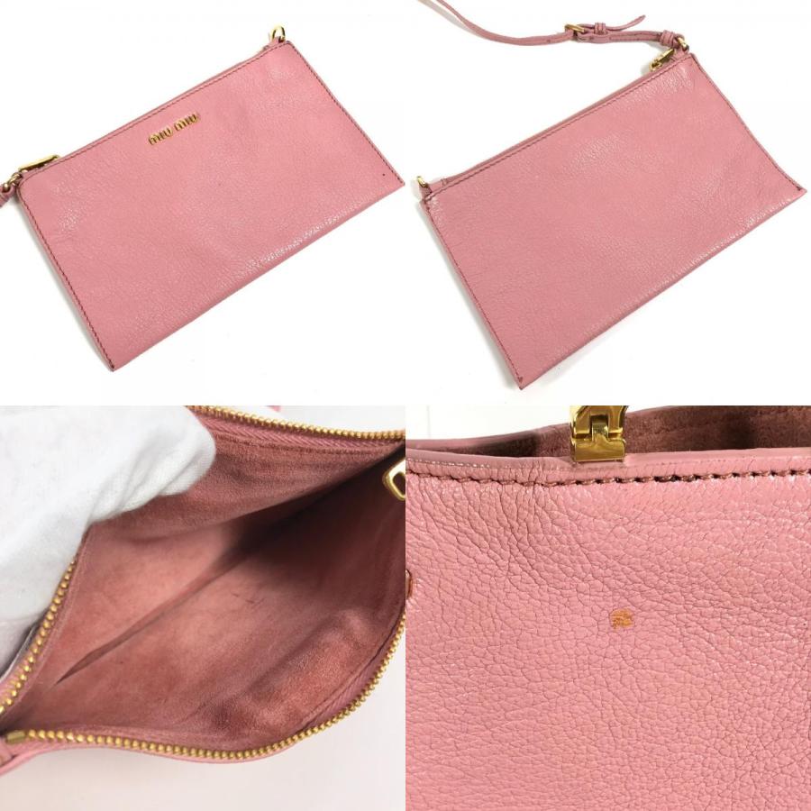 MIUMIU ミュウミュウ 5BG002 ロゴ マドラス ハンドバッグ 肩掛け ショルダーバッグ ポーチ付き トートバッグ ピンク レディース【中古】 | miu miu | 08