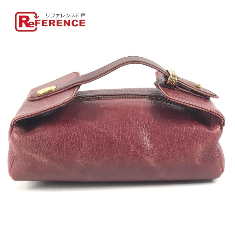 CARTIER カルティエ マストライン ロゴ トリニティ カバン バニティ ポーチ ヴィンテージ ハンドバッグ ボルドー レディース【中古】 | Cartier