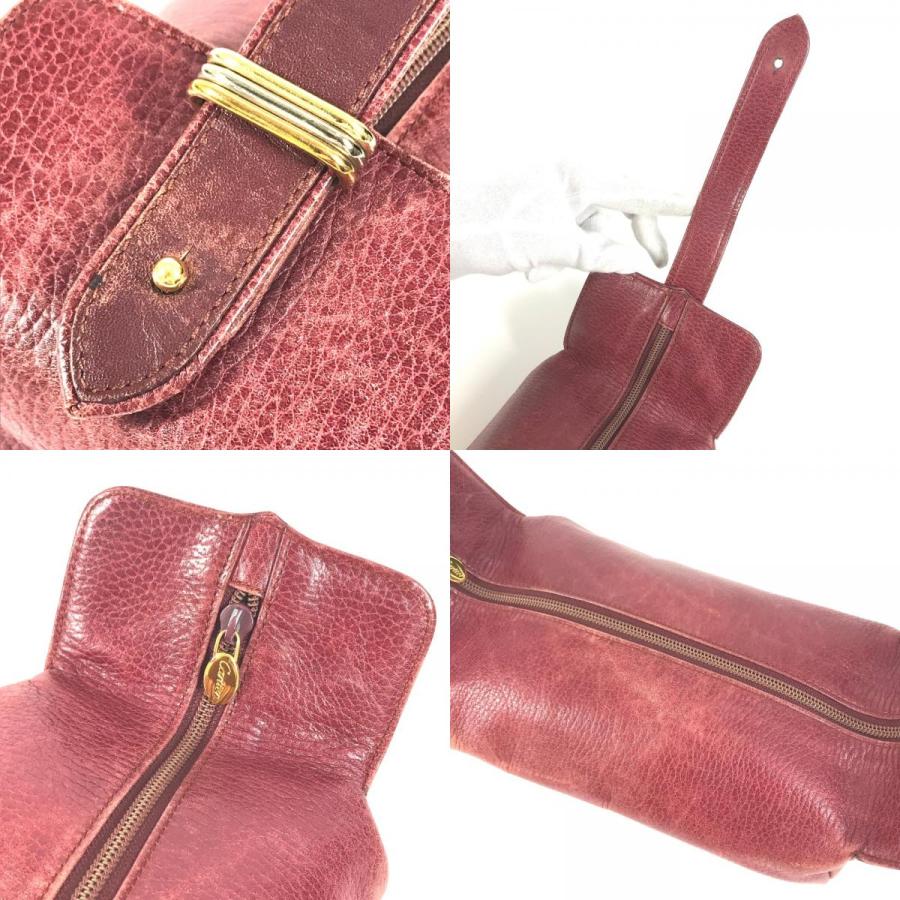 CARTIER カルティエ マストライン ロゴ トリニティ カバン バニティ ポーチ ヴィンテージ ハンドバッグ ボルドー レディース【中古】 | Cartier | 08