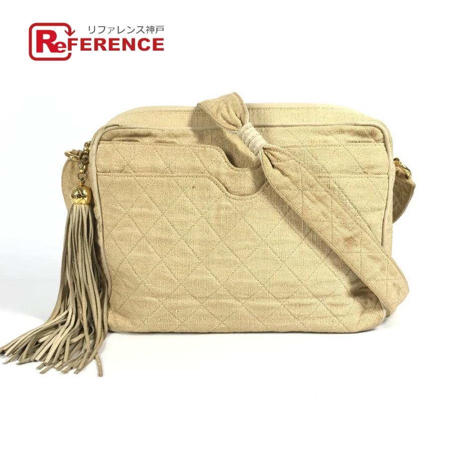 CHANEL シャネル ロゴ マトラッセ キルティング フリンジ タッセル ココボール  ヴィンテージ ショルダーバッグ ベージュ 【中古】 | CHANEL