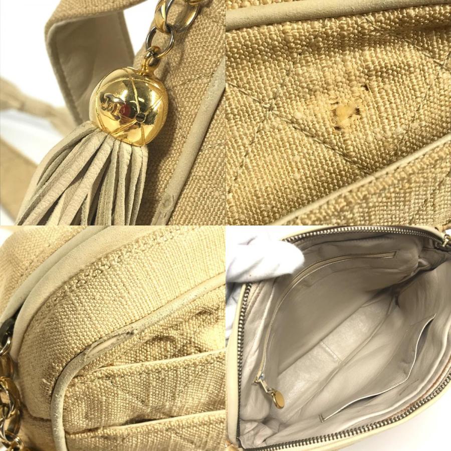 CHANEL シャネル ロゴ マトラッセ キルティング フリンジ タッセル ココボール  ヴィンテージ ショルダーバッグ ベージュ 【中古】 | CHANEL | 07