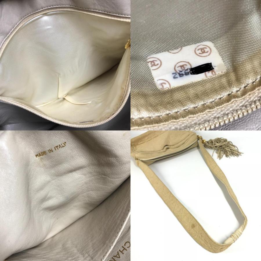 CHANEL シャネル ロゴ マトラッセ キルティング フリンジ タッセル ココボール  ヴィンテージ ショルダーバッグ ベージュ 【中古】 | CHANEL | 08