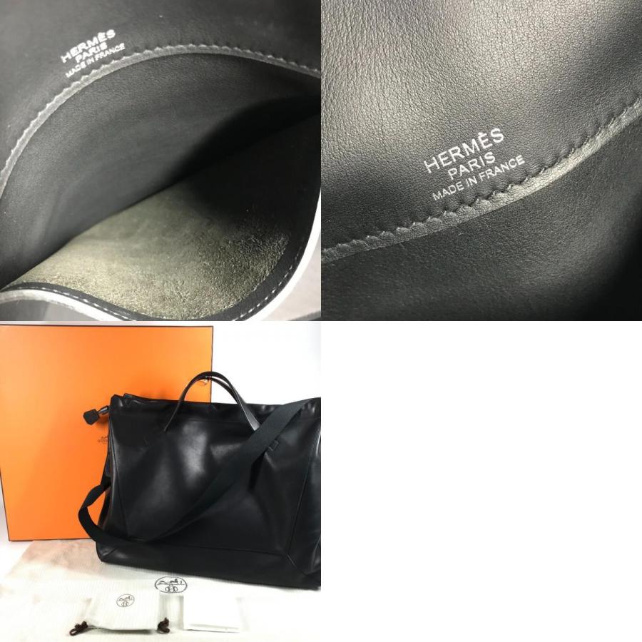 HERMES エルメス ヌーヴォー カバ 50 Nouveau Cabas 50 2WAYバッグ ハンドバッグ ショルダーバッグ ボストンバッグ ブラック【中古】の画像