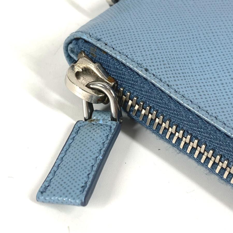 PRADA プラダ ロゴ 鍵 6P ストラップ付き ラウンドファスナー キーケース ブルー ユニセックス【中古】 | PRADA | 04