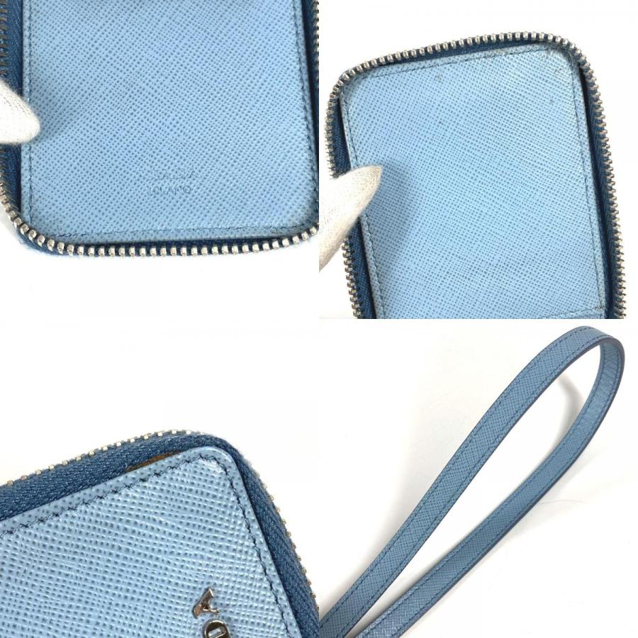 PRADA プラダ ロゴ 鍵 6P ストラップ付き ラウンドファスナー キーケース ブルー ユニセックス【中古】 | PRADA | 08