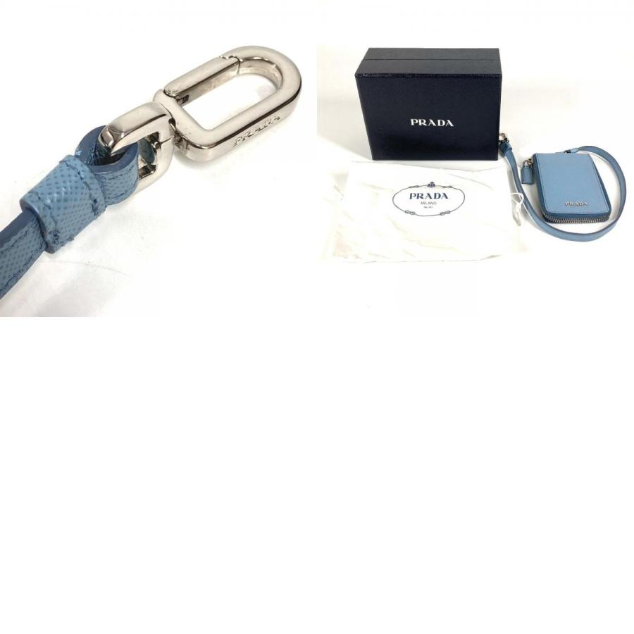 PRADA プラダ ロゴ 鍵 6P ストラップ付き ラウンドファスナー キーケース ブルー ユニセックス【中古】 | PRADA | 09