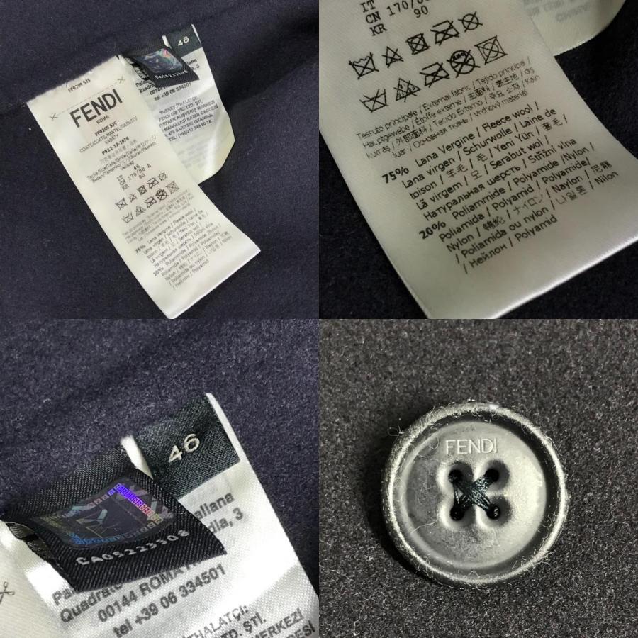 FENDI フェンディ FF0209 ムートン ファー付き ポケット コート アパレル アウター 長袖 フード付き ロングコート ネイビー メンズ【中古】 | FENDI | 08