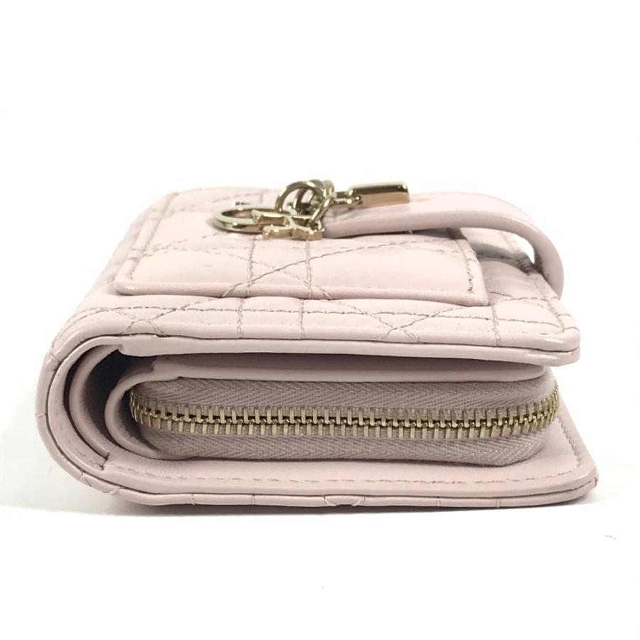 未使用 Christian Dior クリスチャンディオール  My Dior Dittany ウォレット カナージュ レディディオール 2つ折り財布 ピンク【中古】 |  | 03
